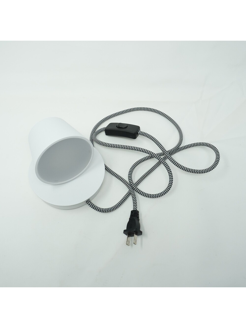 Modern White Table Lamp with Black and White Cord